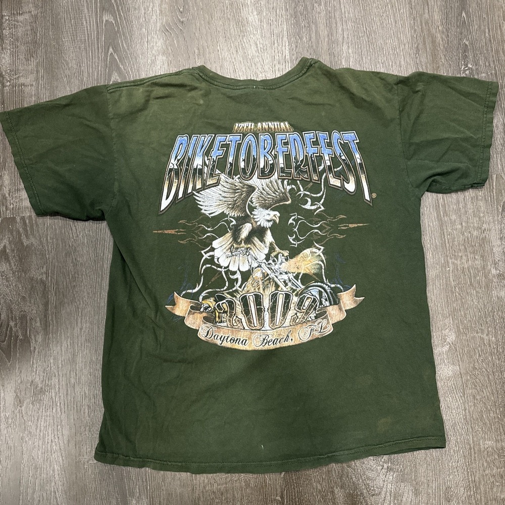 Vtg Y2K Thrashed Eagle Men's T-shirt L Daytona Beach Florida Biketoberfest